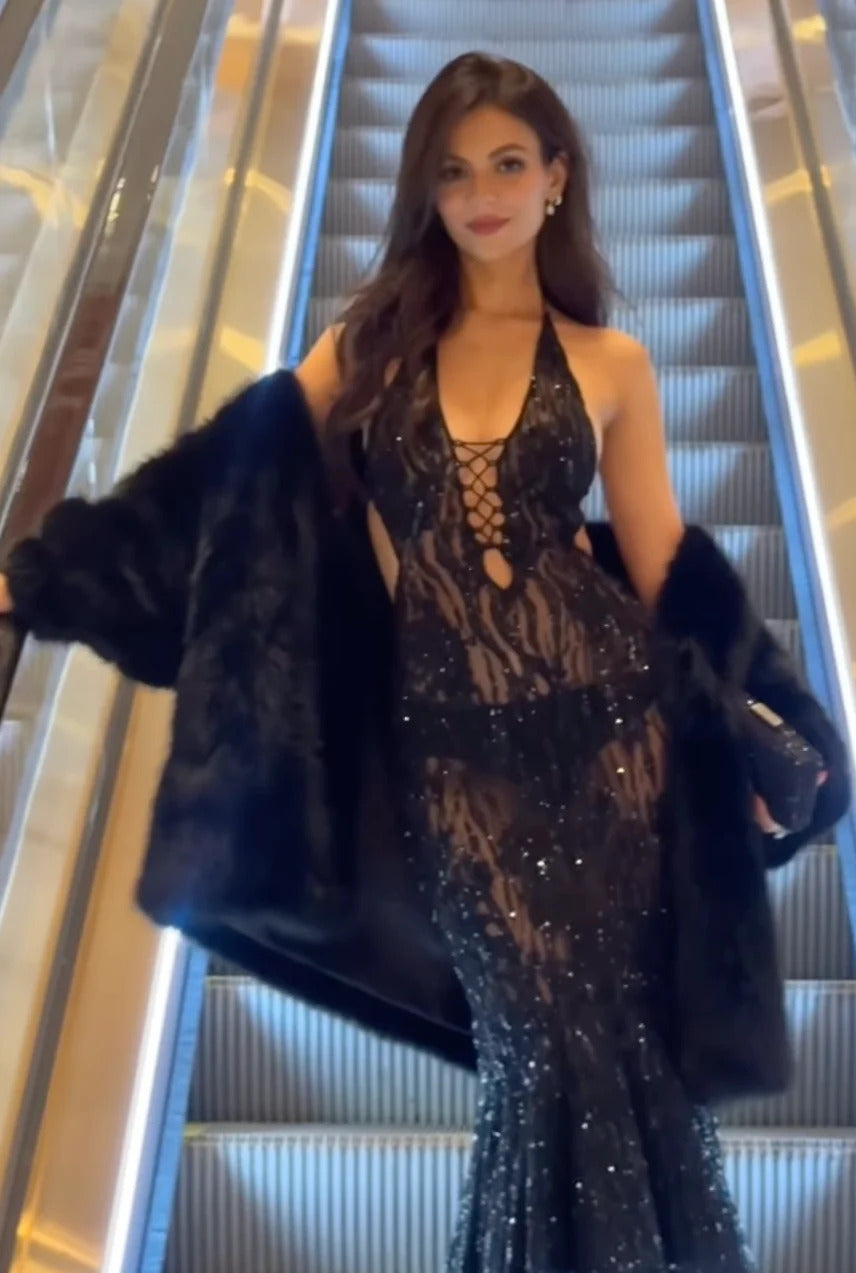 Victoria Justice Leaves Little to The Imagination in See-Through Sparkly Gown While Out in Sin City