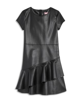 BCBG GIRLS Girls' Faux Leather Ruffle Dress - Big Kid