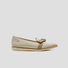 Water-Repellent Pointed-Toe Bow Loafers (Valentina）