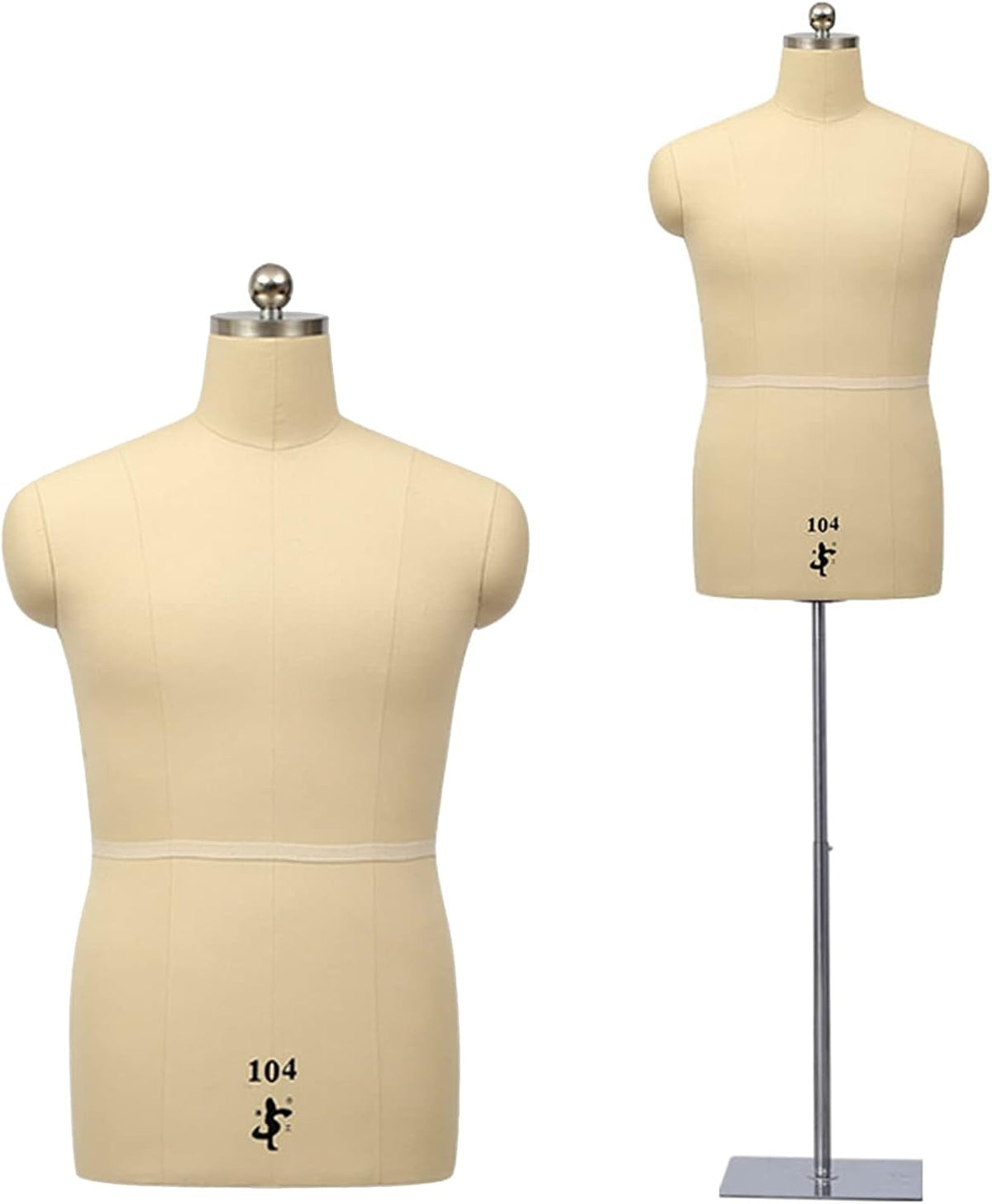 Dress Form Sewing Mannequin Torso Adjustable Male Dress Forms for Sewing Clothes, Large Clothing Mannequin Half Body for Showcase & Dresses, Styrofoam Pinnable Manikin Body(Color:White,Size:110)