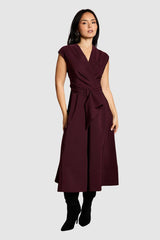 Coast Women's Petite Belted Crepe Dress in Chocolate | Size: 8