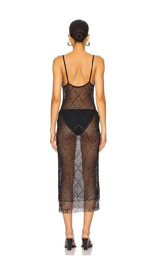 Lovers and Friends Katja Beaded Crochet Midi Dress in Black