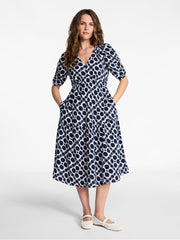 Time and Tru Women's Cotton Tiered Midi Dress with Elbow Length Sleeves, Sizes XS-XXXL