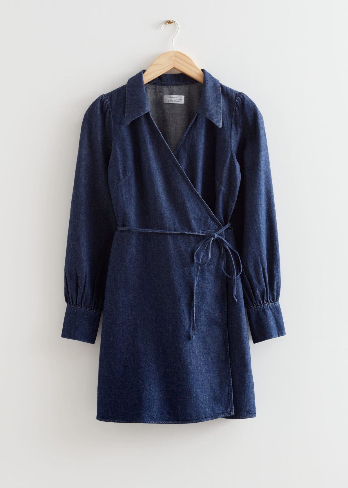 Denim Wrap Mini Dress - Mid Blue - Mini Dresses